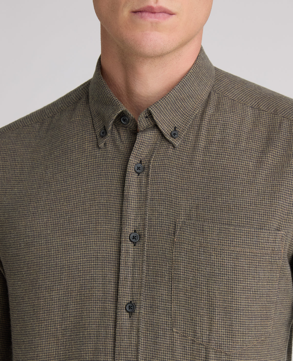 Green Micro Houndstooth Stretch Shirt
