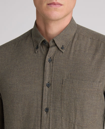 Green Micro Houndstooth Stretch Shirt