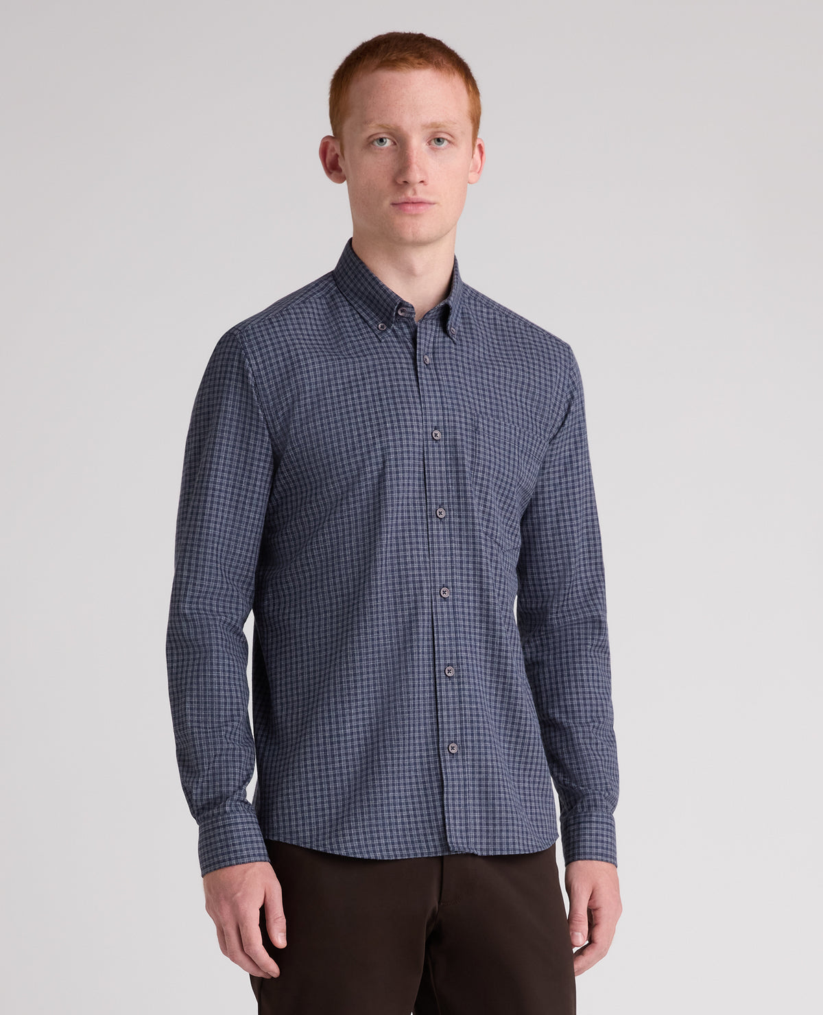 Blue Checked Cotton Blend Shirt