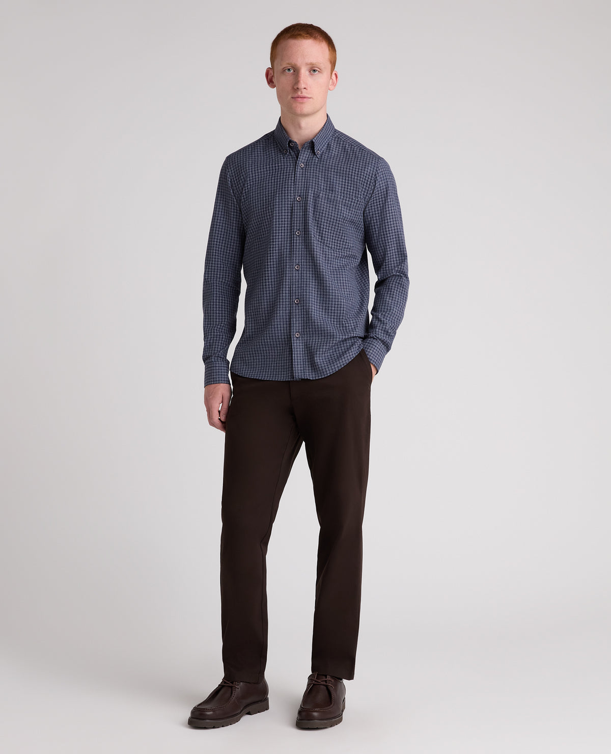 Blue Checked Cotton Blend Shirt