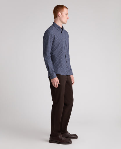 Blue Checked Cotton Blend Shirt