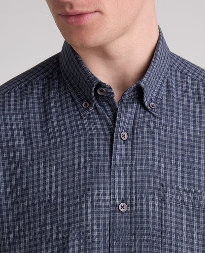 Blue Checked Cotton Blend Shirt