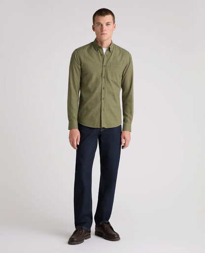 Green Checked Cotton Blend Shirt