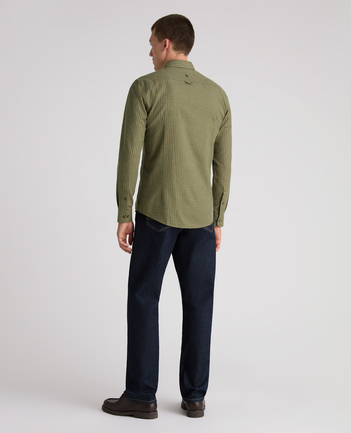 Green Checked Cotton Blend Shirt