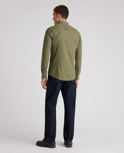 Green Checked Cotton Blend Shirt