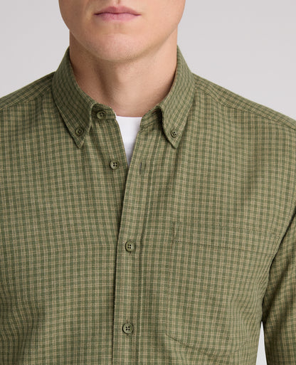 Green Checked Cotton Blend Shirt