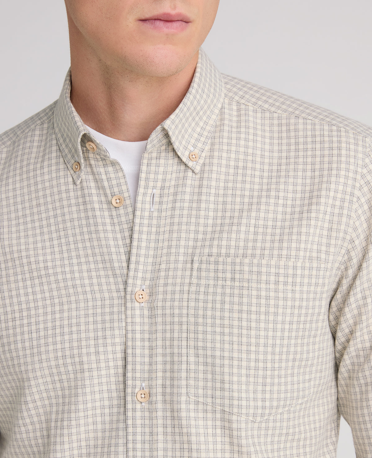 Stone Checked Cotton Blend Shirt