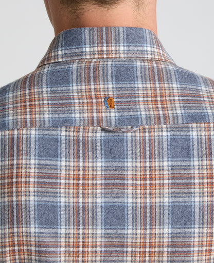 Dark Blue Plaid Cotton Blend Shirt