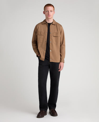 Stone Collared Cotton Blend Shacket
