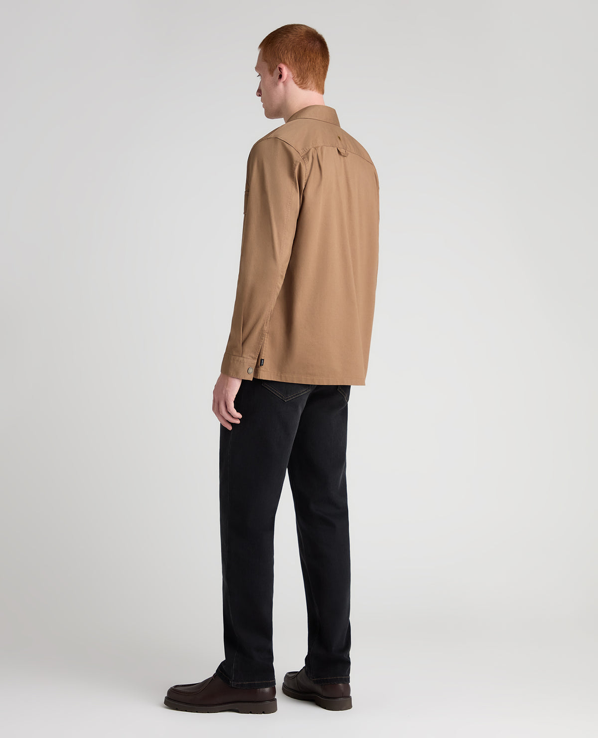 Stone Collared Cotton Blend Shacket
