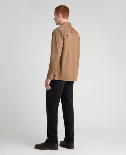 Stone Collared Cotton Blend Shacket
