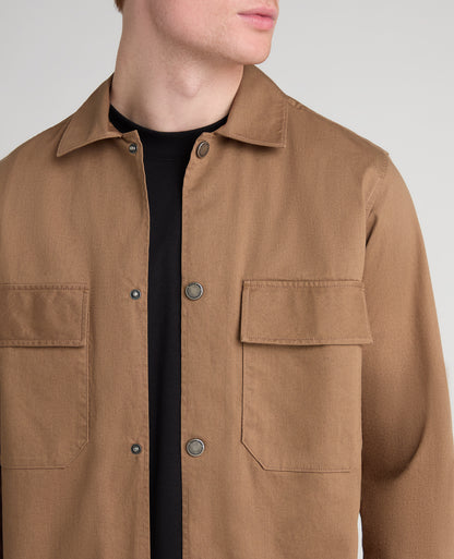 Stone Collared Cotton Blend Shacket