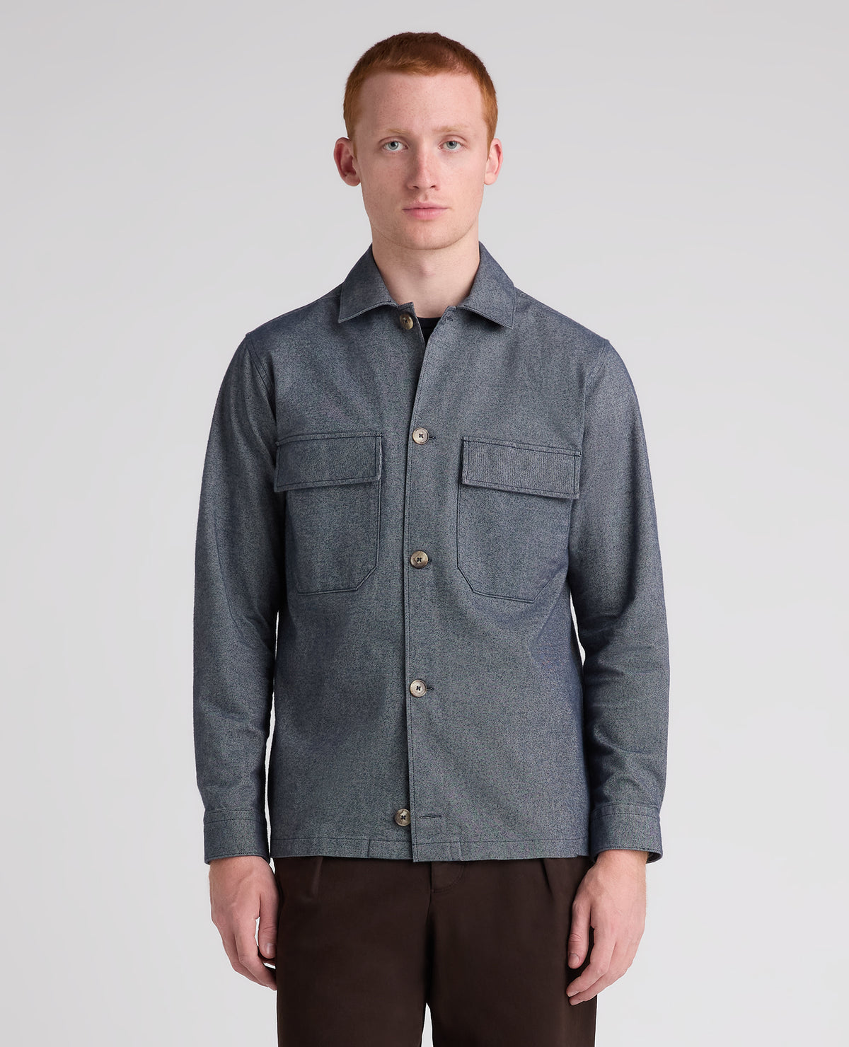 Dark Blue Cotton Stretch Shacket