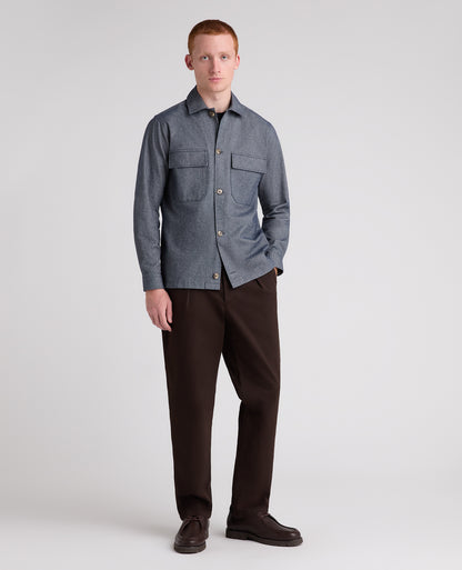 Dark Blue Cotton Stretch Shacket