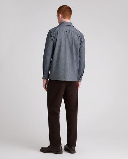 Dark Blue Cotton Stretch Shacket