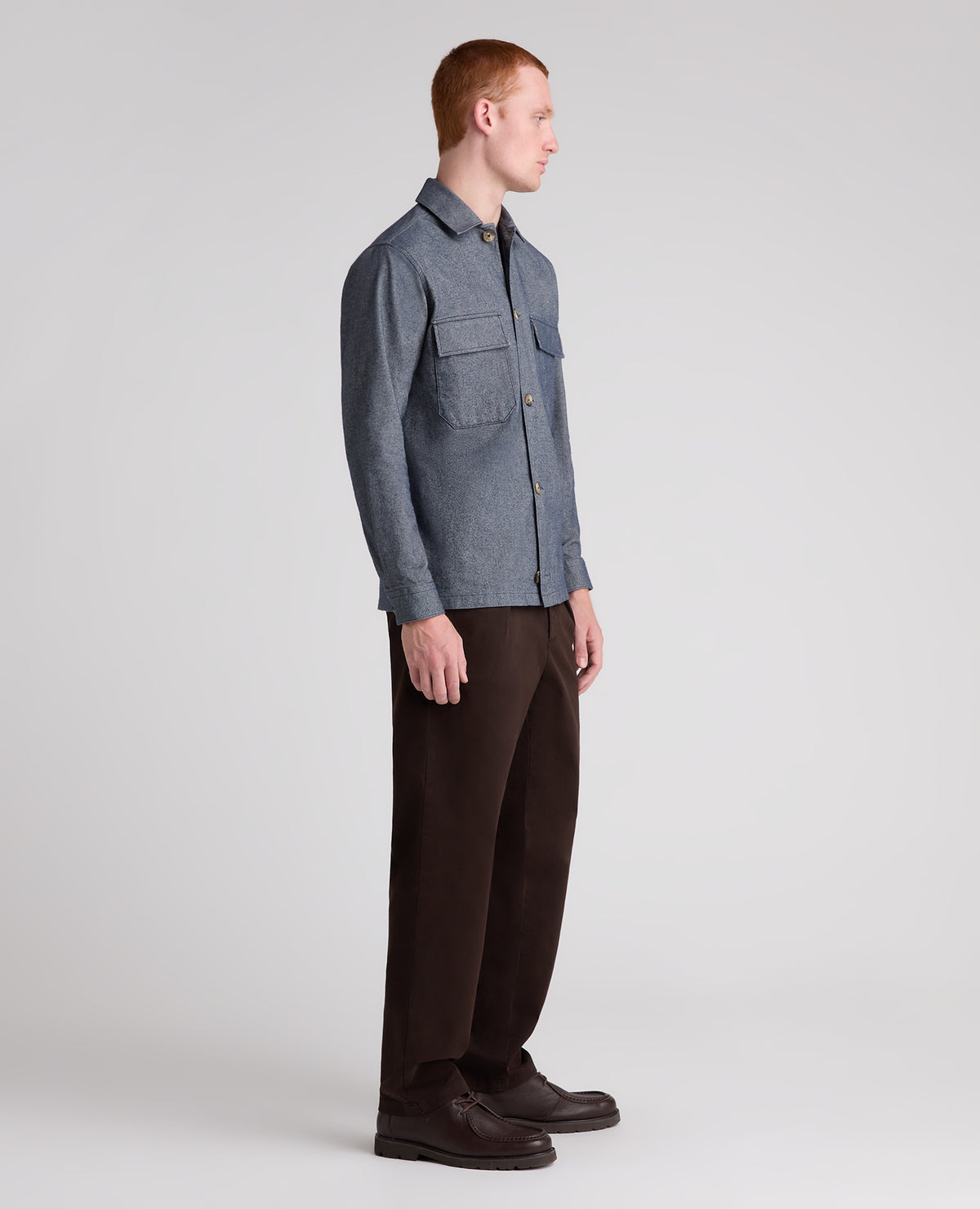 Dark Blue Cotton Stretch Shacket