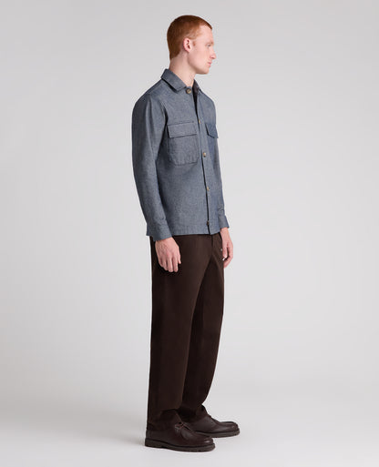 Dark Blue Cotton Stretch Shacket