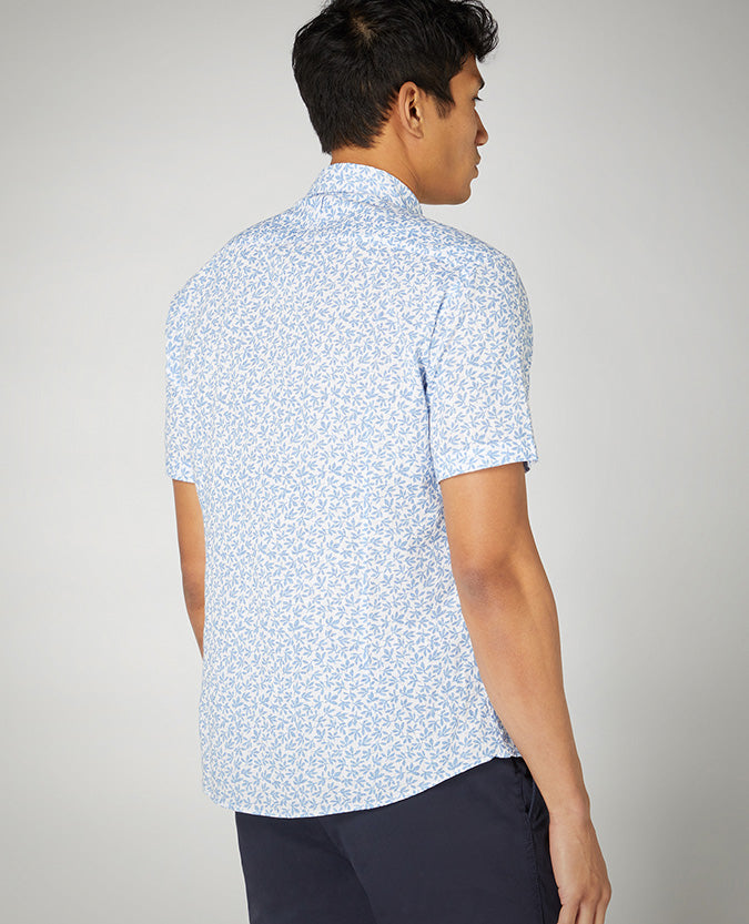 Slim Fit Print Cotton Short Sleeve Shirt