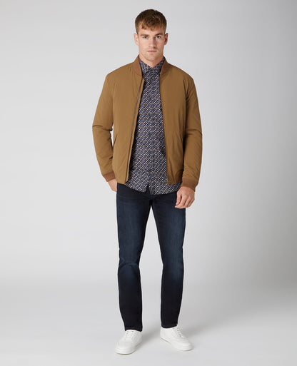Tapered Fit Print Cotton Stretch Shirt