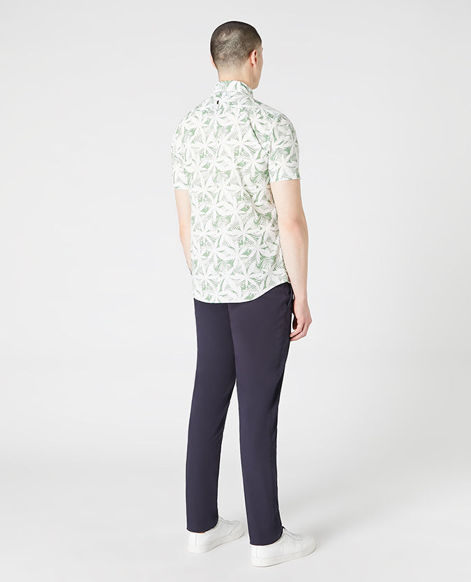 Tapered Fit Print Cotton Short Sleeve Shirt