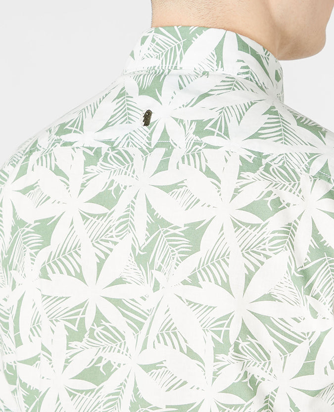 Tapered Fit Print Cotton Short Sleeve Shirt