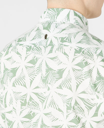 Tapered Fit Print Cotton Short Sleeve Shirt