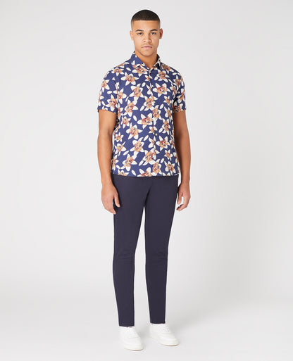 Tapered Fit Cotton Print Short Sleeve Shirt