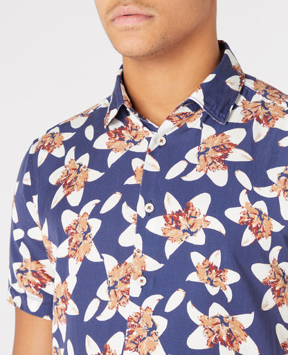 Tapered Fit Cotton Print Short Sleeve Shirt