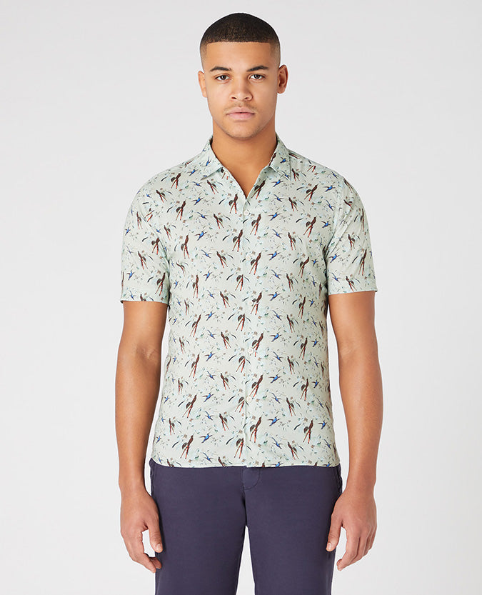 Tapered Fit Print Short Sleeve Shirt