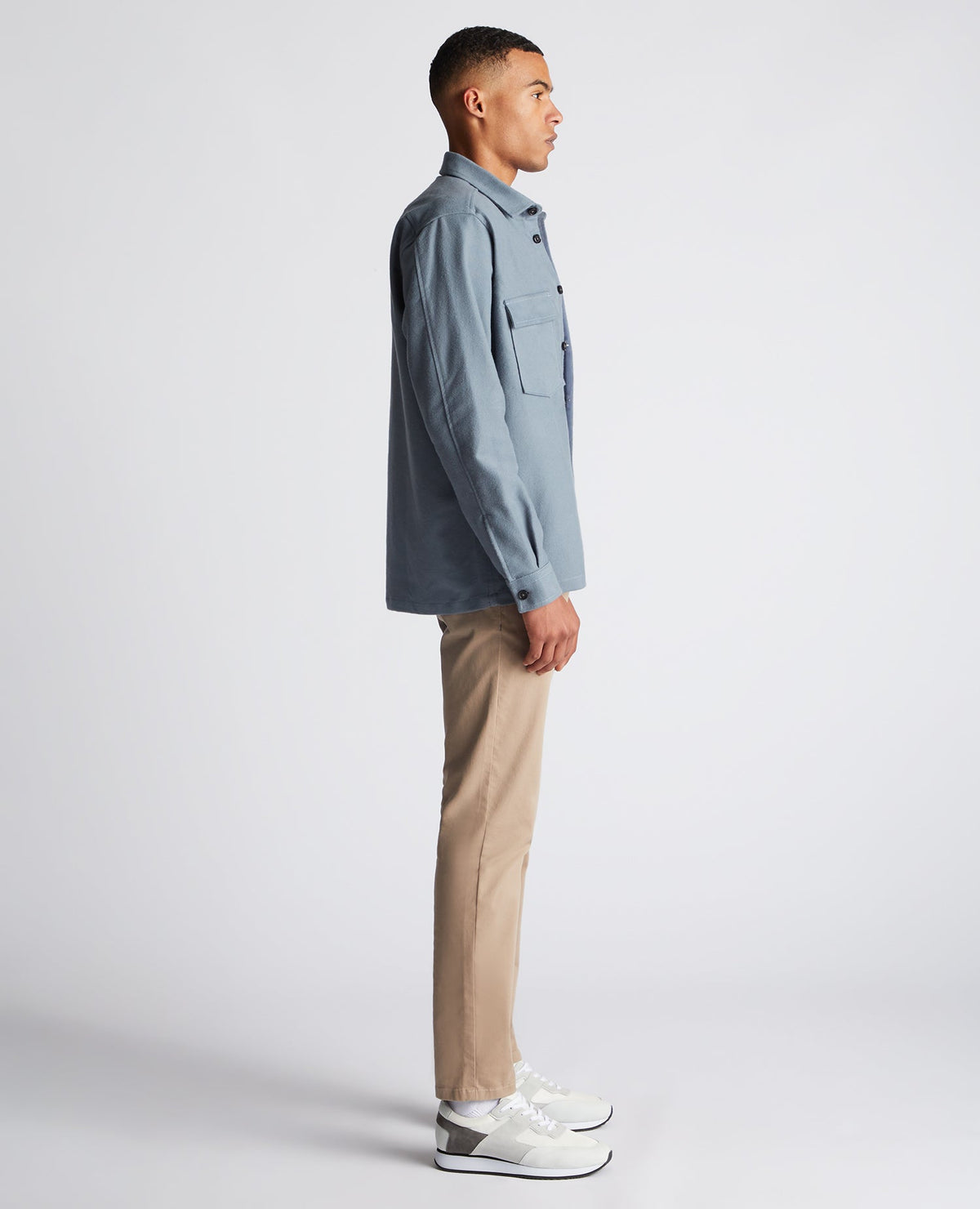 Man wearing a grey Regular Fit Heavyweight Cotton Overshirt
