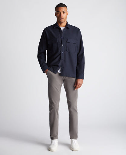 Man wearing a navy Regular Fit Heavyweight Cotton Overshirt
