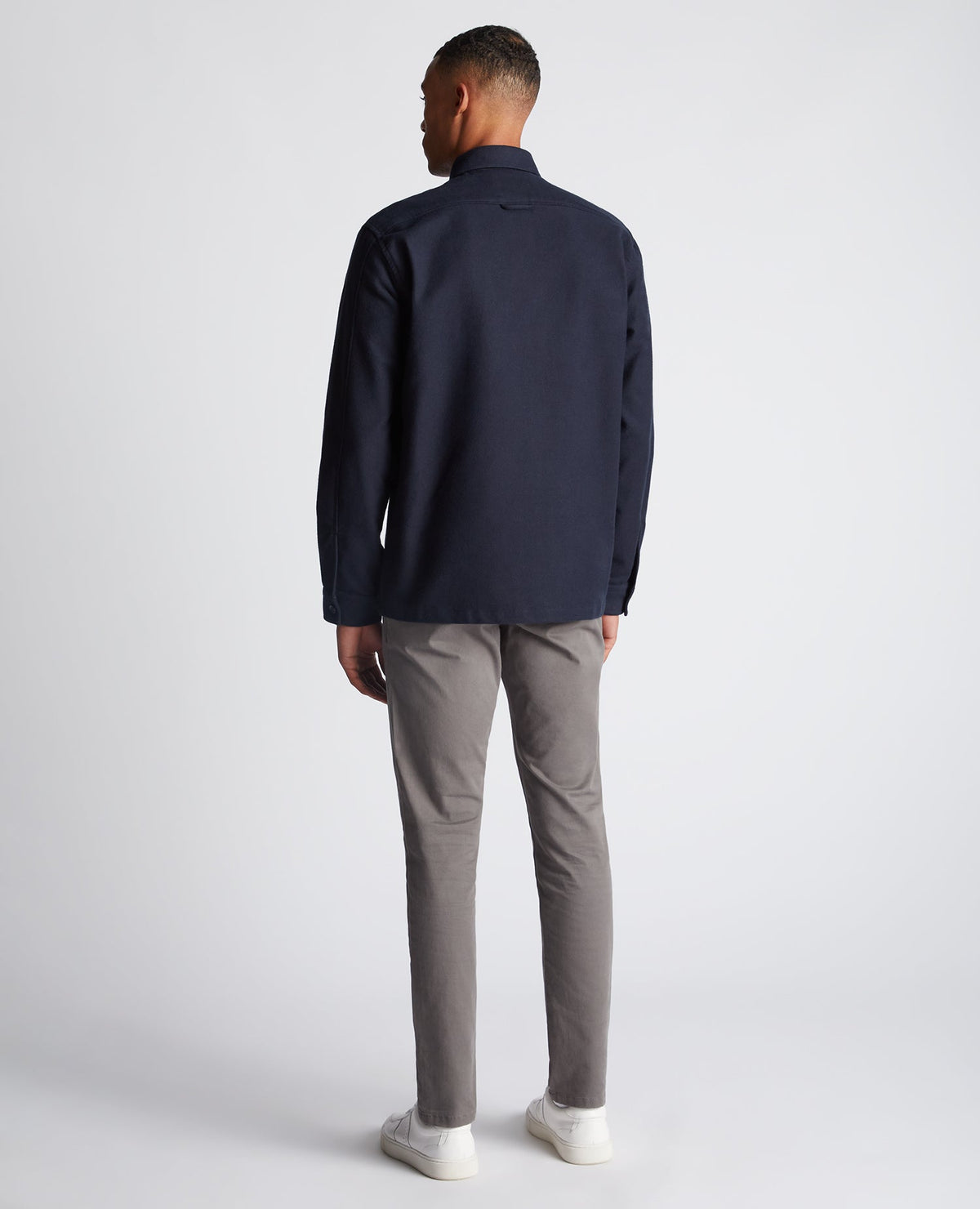 Man wearing a navy Regular Fit Heavyweight Cotton Overshirt