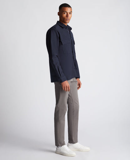 Man wearing a navy Regular Fit Heavyweight Cotton Overshirt