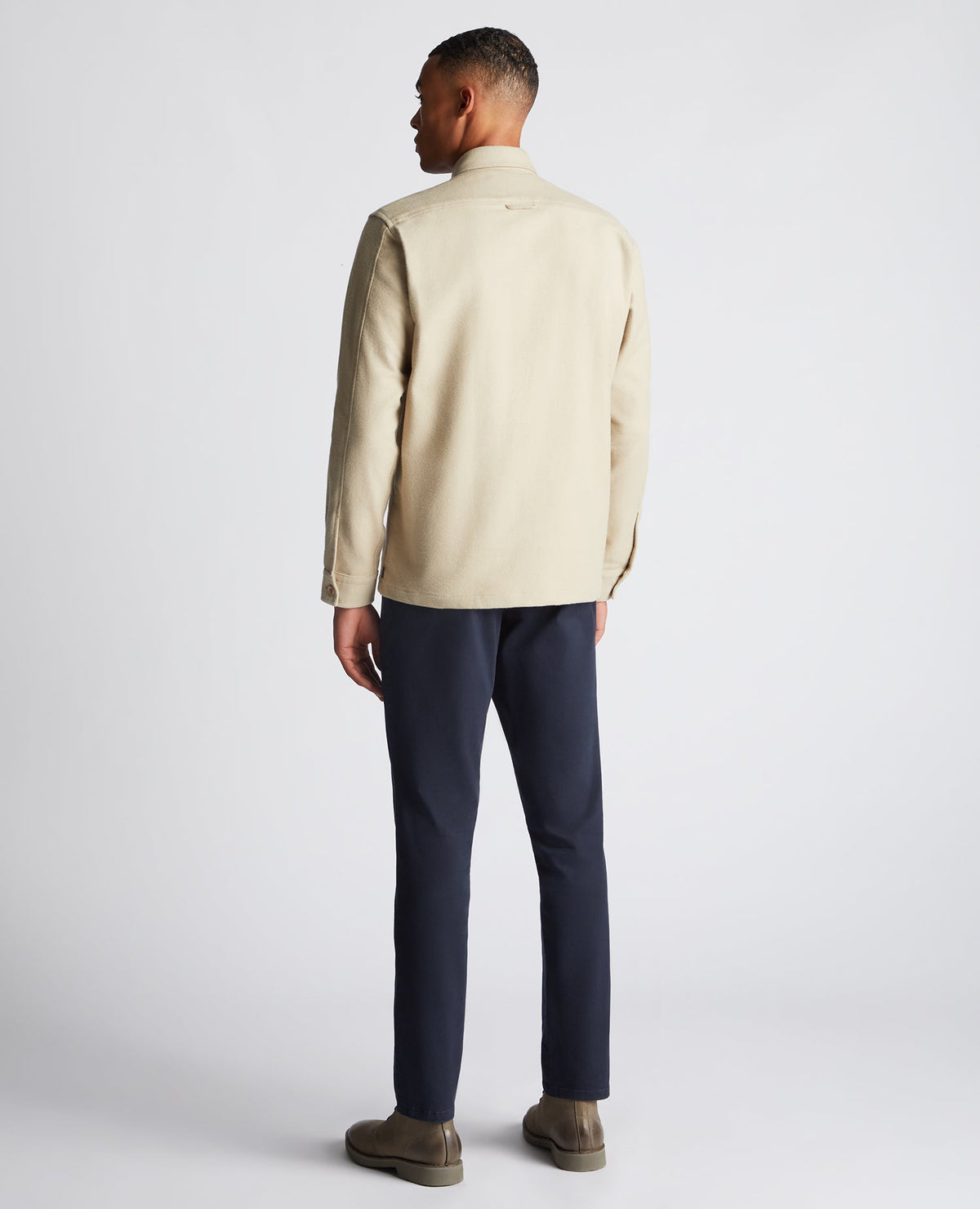 Man wearing a sand Regular Fit Heavyweight Cotton Overshirt