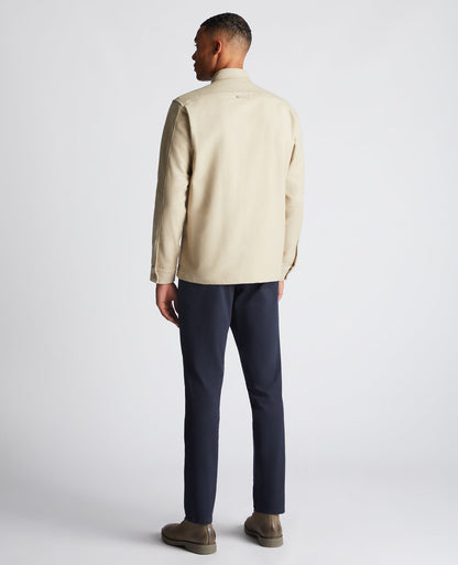 Man wearing a sand Regular Fit Heavyweight Cotton Overshirt