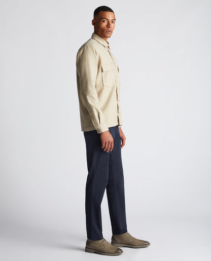 Man wearing a sand Regular Fit Heavyweight Cotton Overshirt