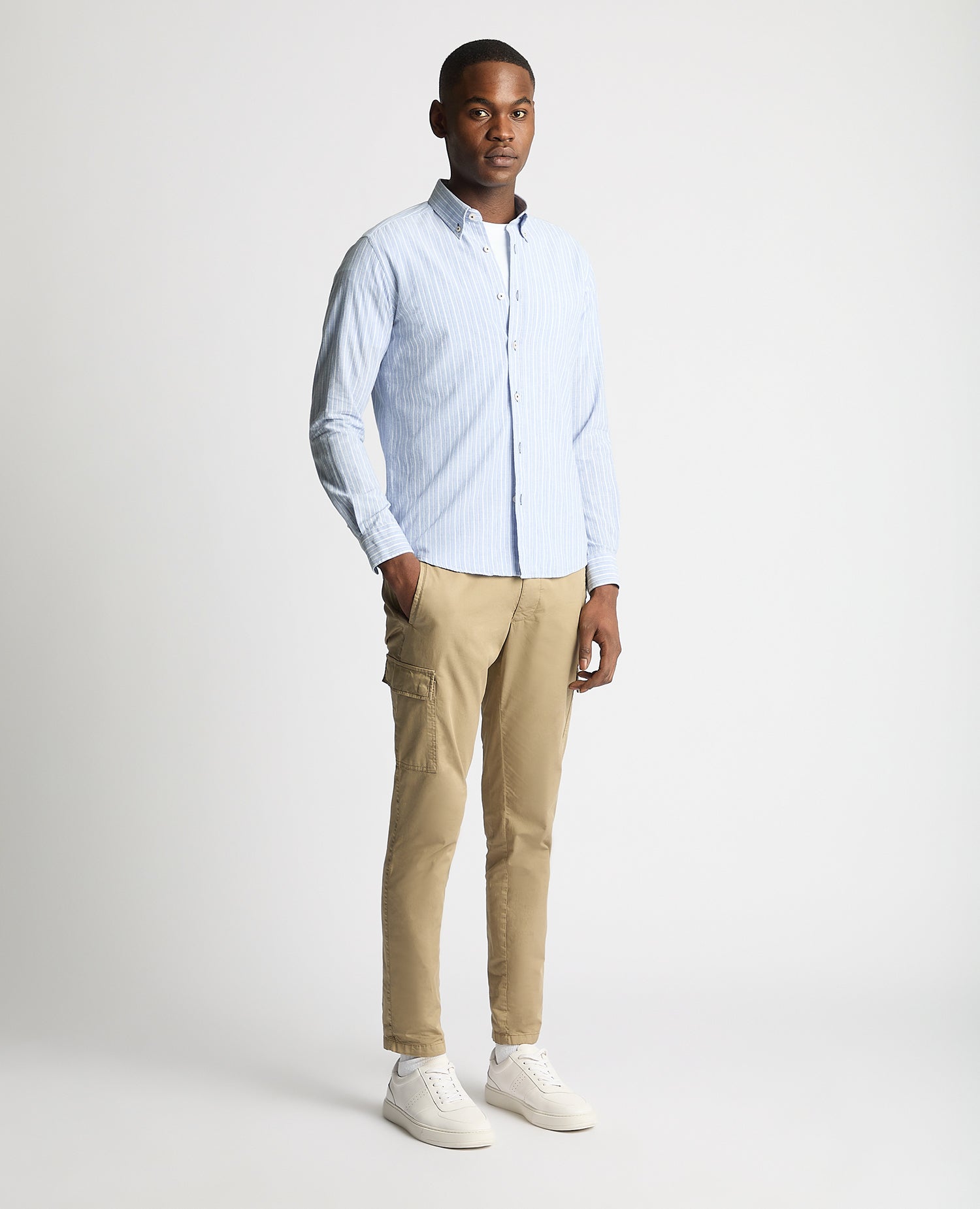Slim Fit Pinstripe Cotton Linen Mix Shirt – Remus Uomo