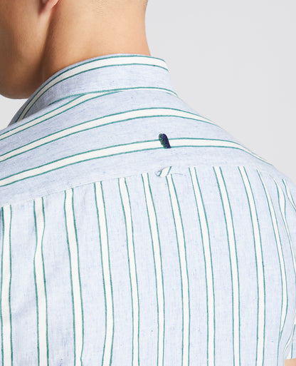 Slim Fit Striped Cotton-Linen Shirt