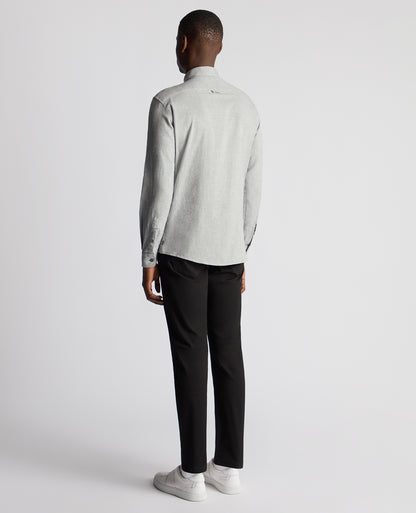 Man wearing a grey Tapered Fit Brushed Cotton Shirt