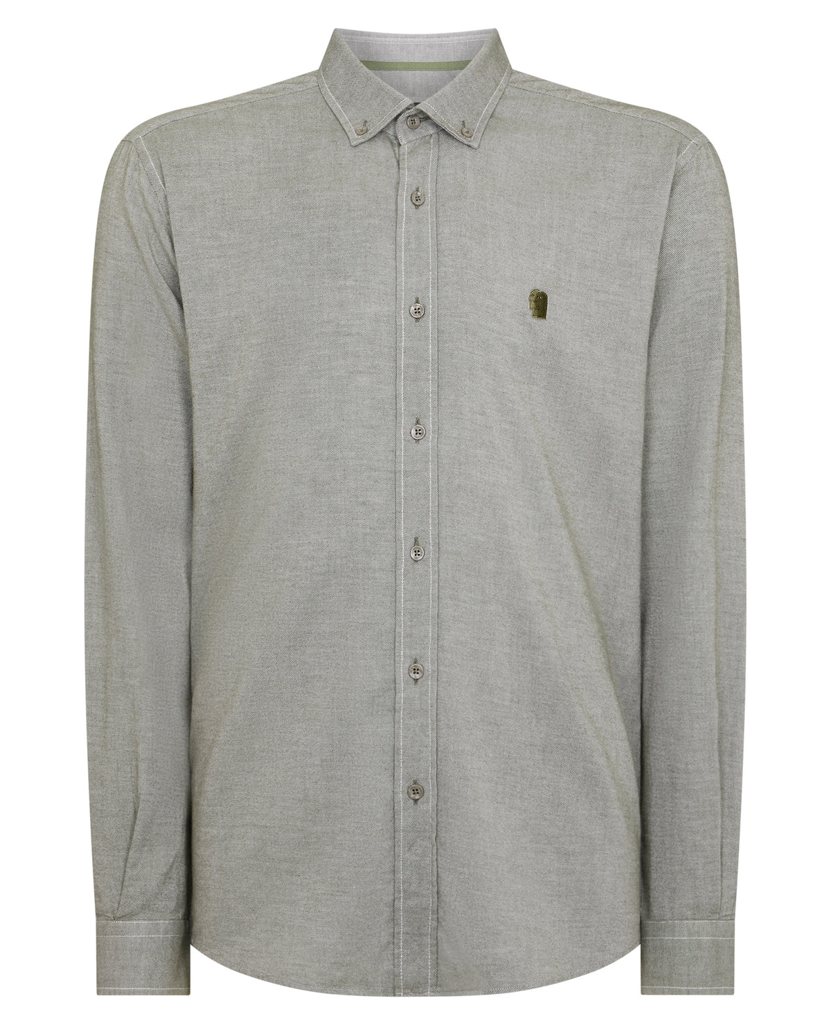 Man wearing a green Tapered Fit Soft Cotton Shirt