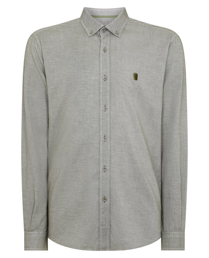 Man wearing a green Tapered Fit Soft Cotton Shirt