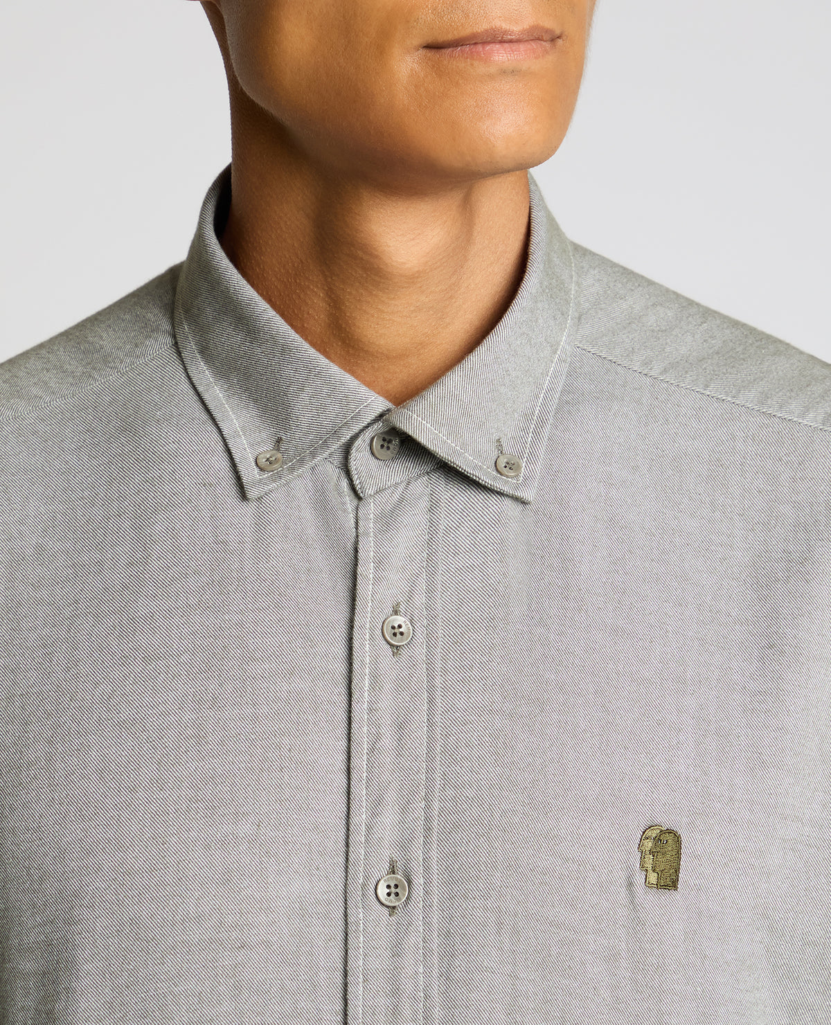 Man wearing a green Tapered Fit Soft Cotton Shirt