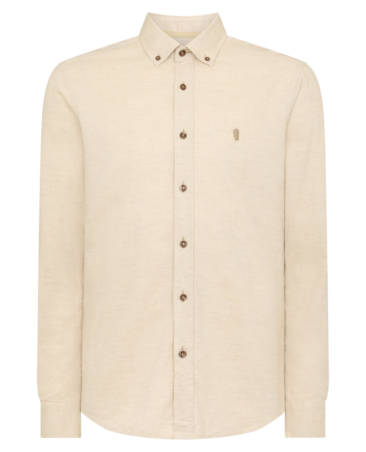 Man wearing a sand Tapered Fit Soft Cotton Shirt