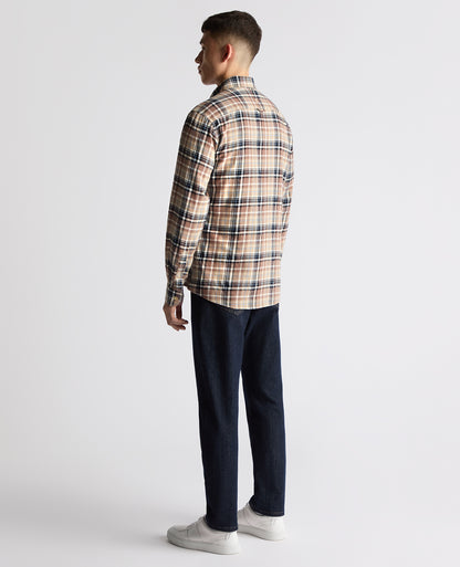 Man wearing a brown casual shirt