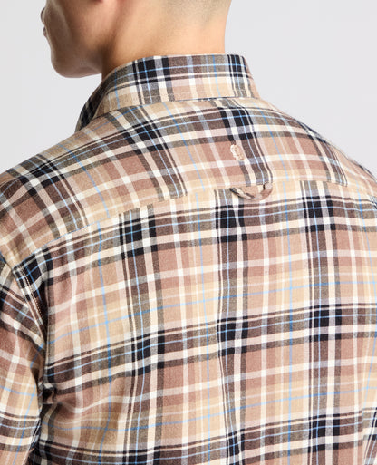 Man wearing a brown casual shirt