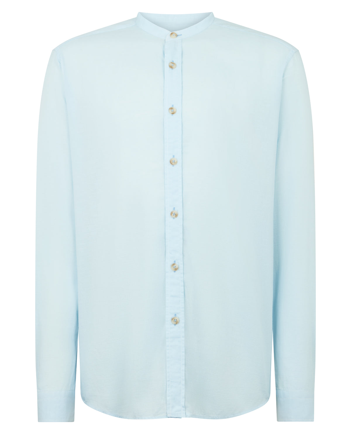 Man wearing a blue casual shirt
