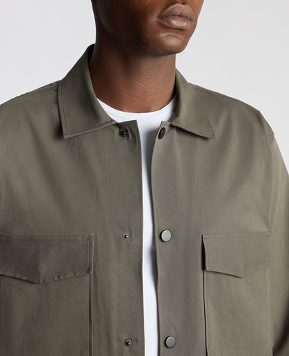 Man wearing a green Regular Fit Cotton Stretch Overshirt