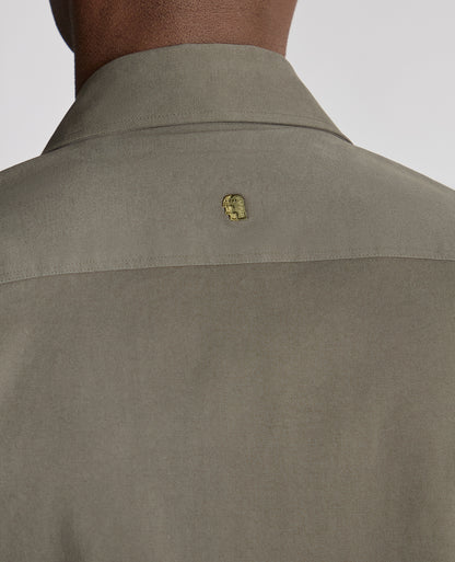 Man wearing a green Regular Fit Cotton Stretch Overshirt