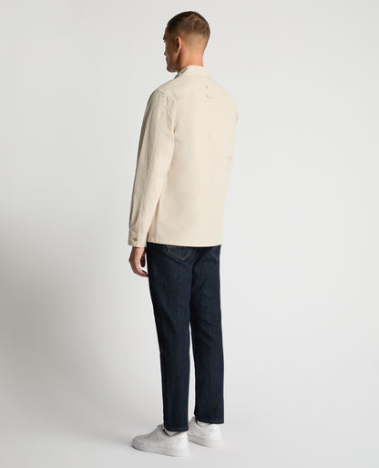Man wearing a sand Regular Fit Cotton-Stretch Overshirt