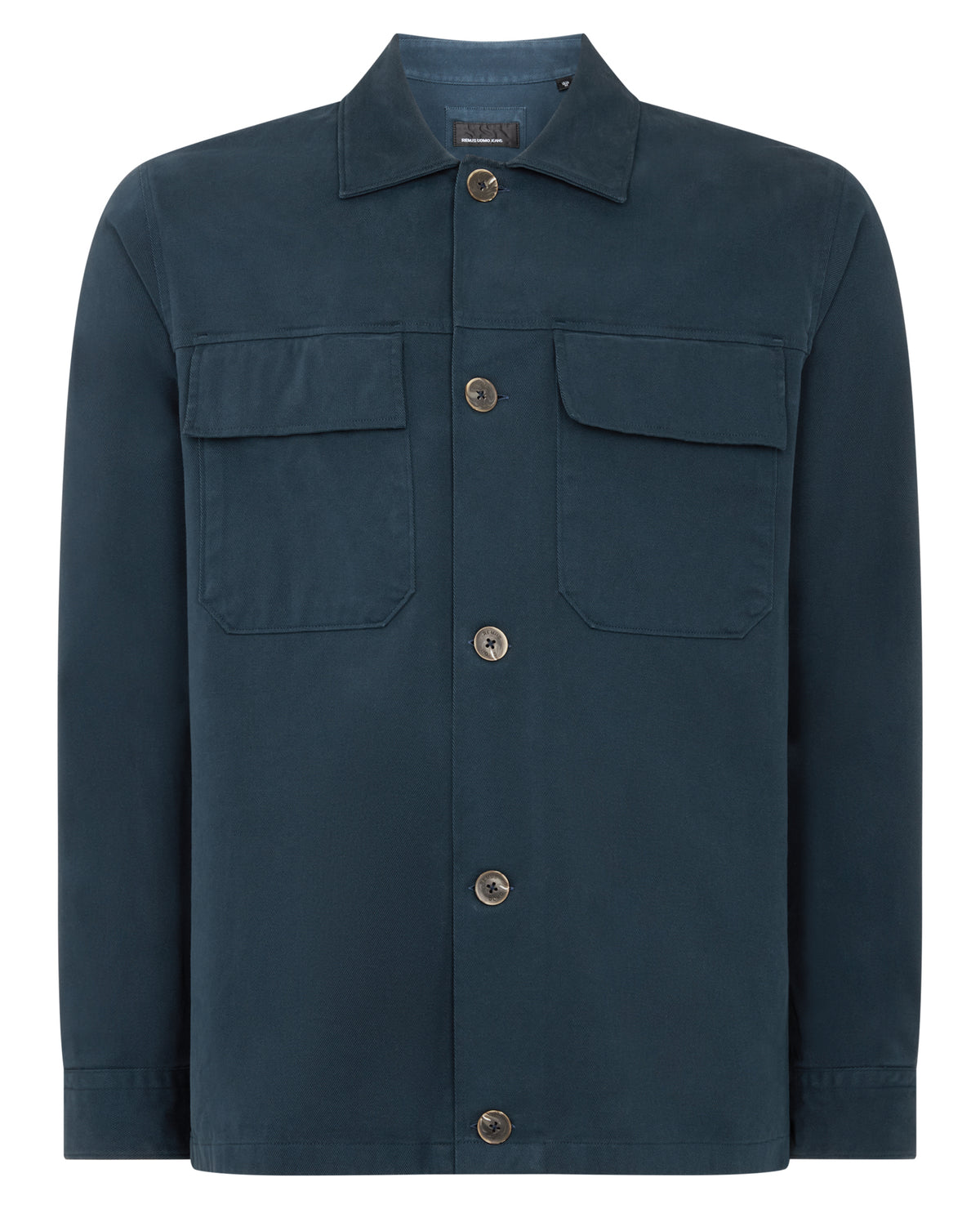 Man wearing a blue Regular Fit Double Pocket Shacket